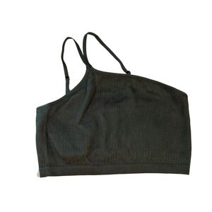 Aerie Women’s Size L Bra Dark Green Ribbed Spaghetti‎ Straps Built In Bra